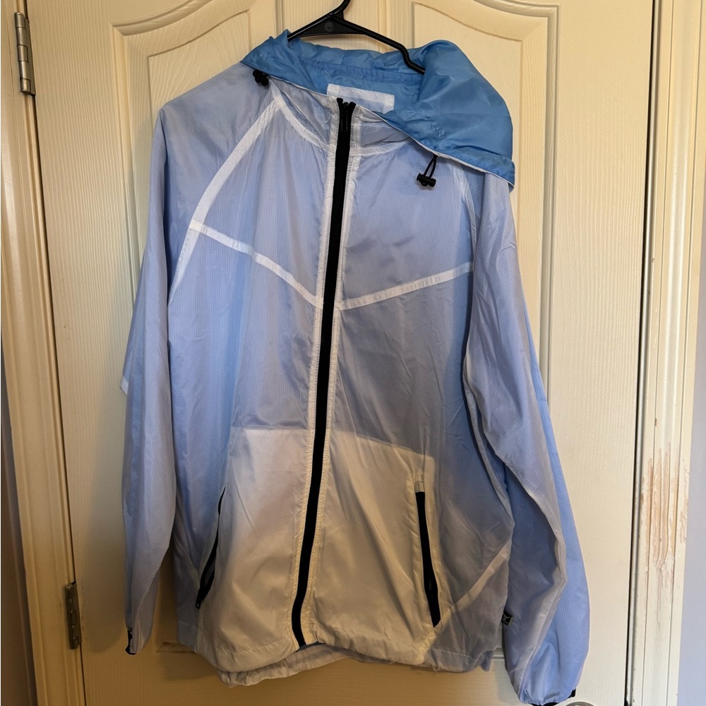 Light Blue and White Windbreaker Jacket